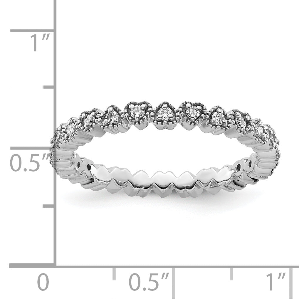 Sterlingsilber Stapelbar Expressions Diamant Herz Ring