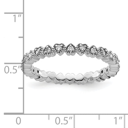 Sterlingsilber Stapelbar Expressions Diamant Herz Ring