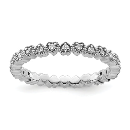 Sterlingsilber Stapelbar Expressions Diamant Herz Ring