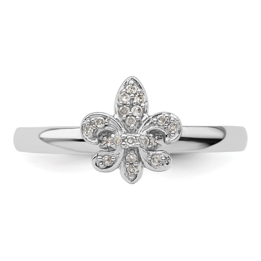 Sterlingsilber Stapelbar Expressions Fleur De Lis Diamant Ring