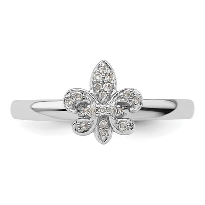 Sterlingsilber Stapelbar Expressions Fleur De Lis Diamant Ring