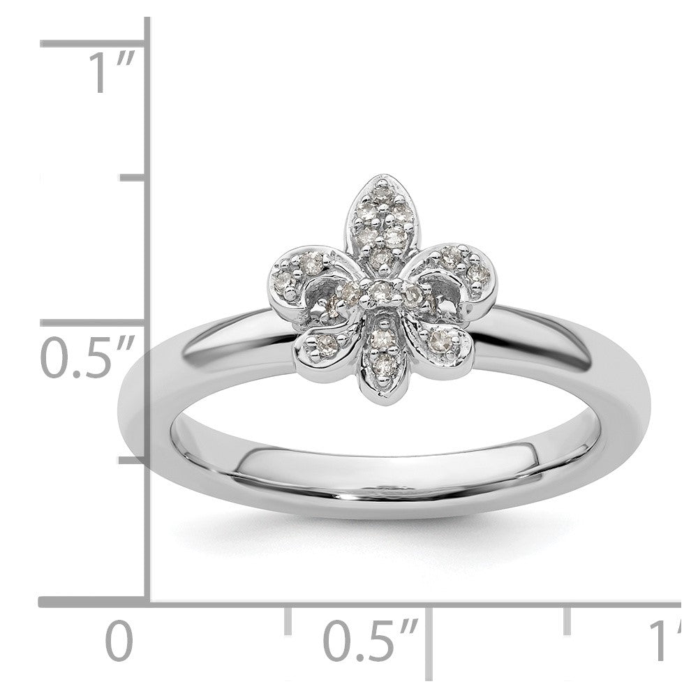 Sterlingsilber Stapelbar Expressions Fleur De Lis Diamant Ring