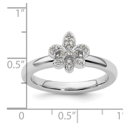 Sterlingsilber Stapelbar Expressions Fleur De Lis Diamant Ring