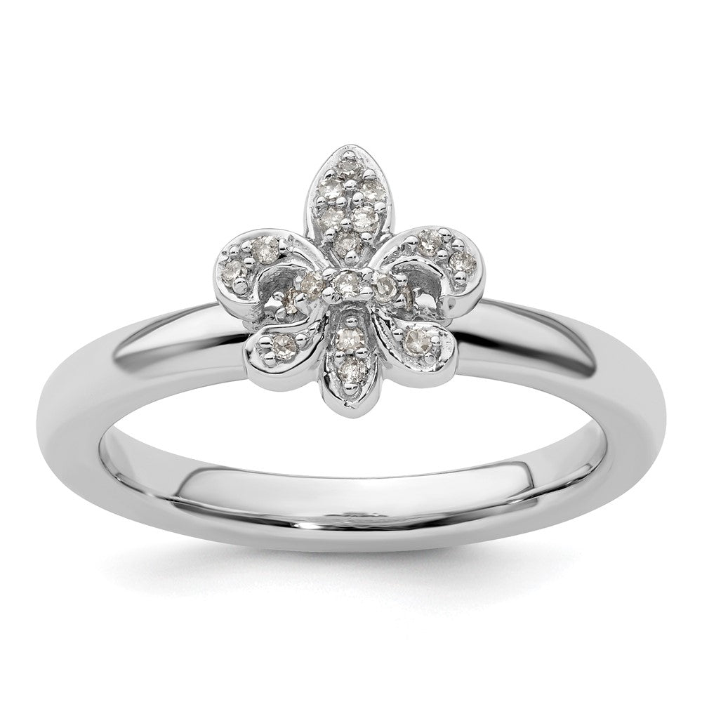 Sterlingsilber Stapelbar Expressions Fleur De Lis Diamant Ring
