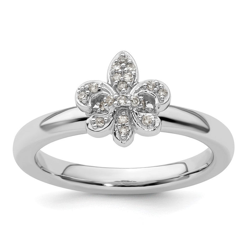 Sterlingsilber Stapelbar Expressions Fleur De Lis Diamant Ring