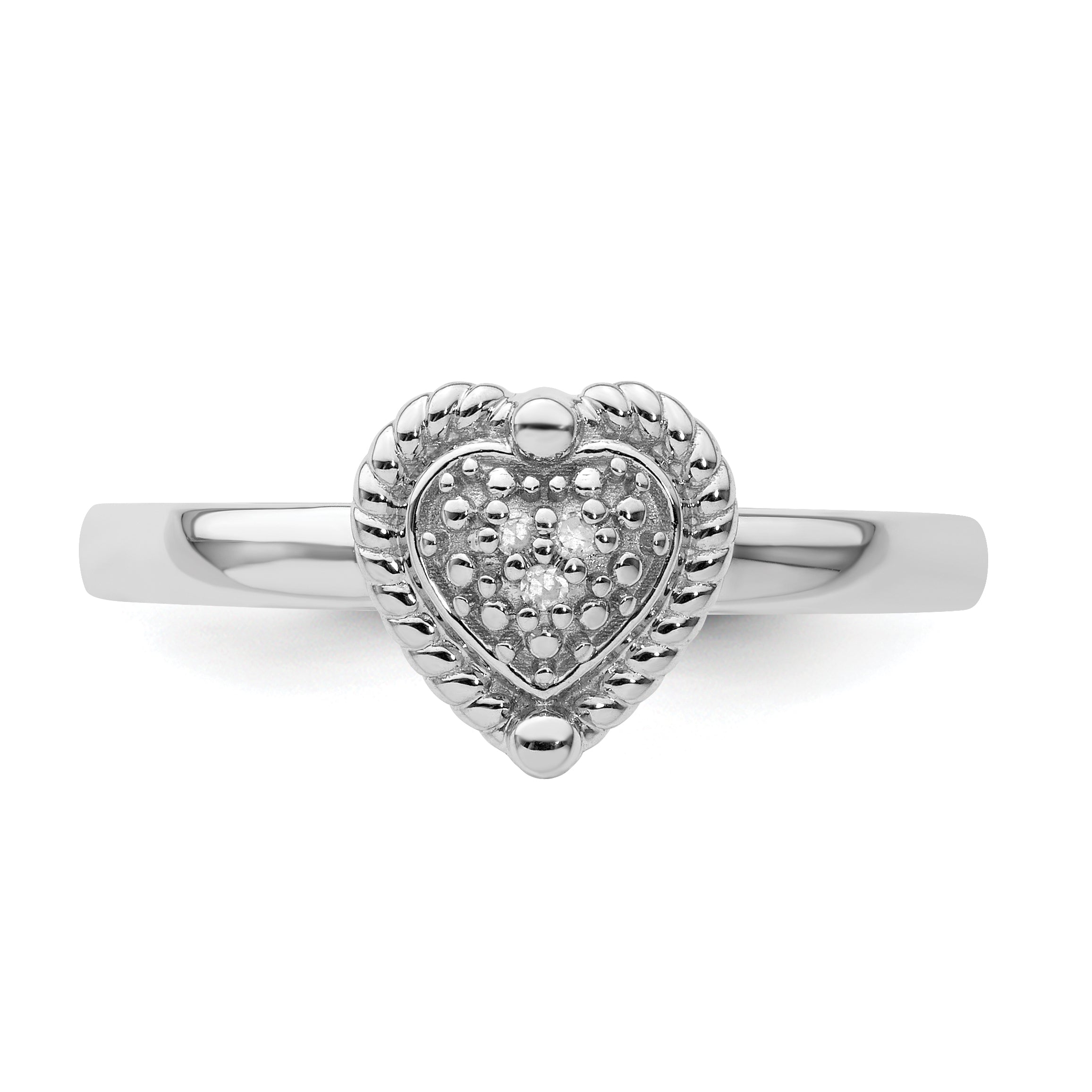 Sterlingsilber Stapelbar Expressions Herz Diamant Ring