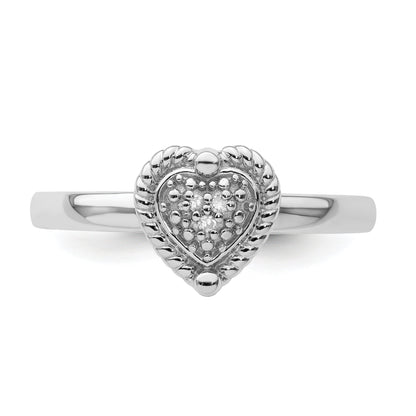 Sterlingsilber Stapelbar Expressions Herz Diamant Ring