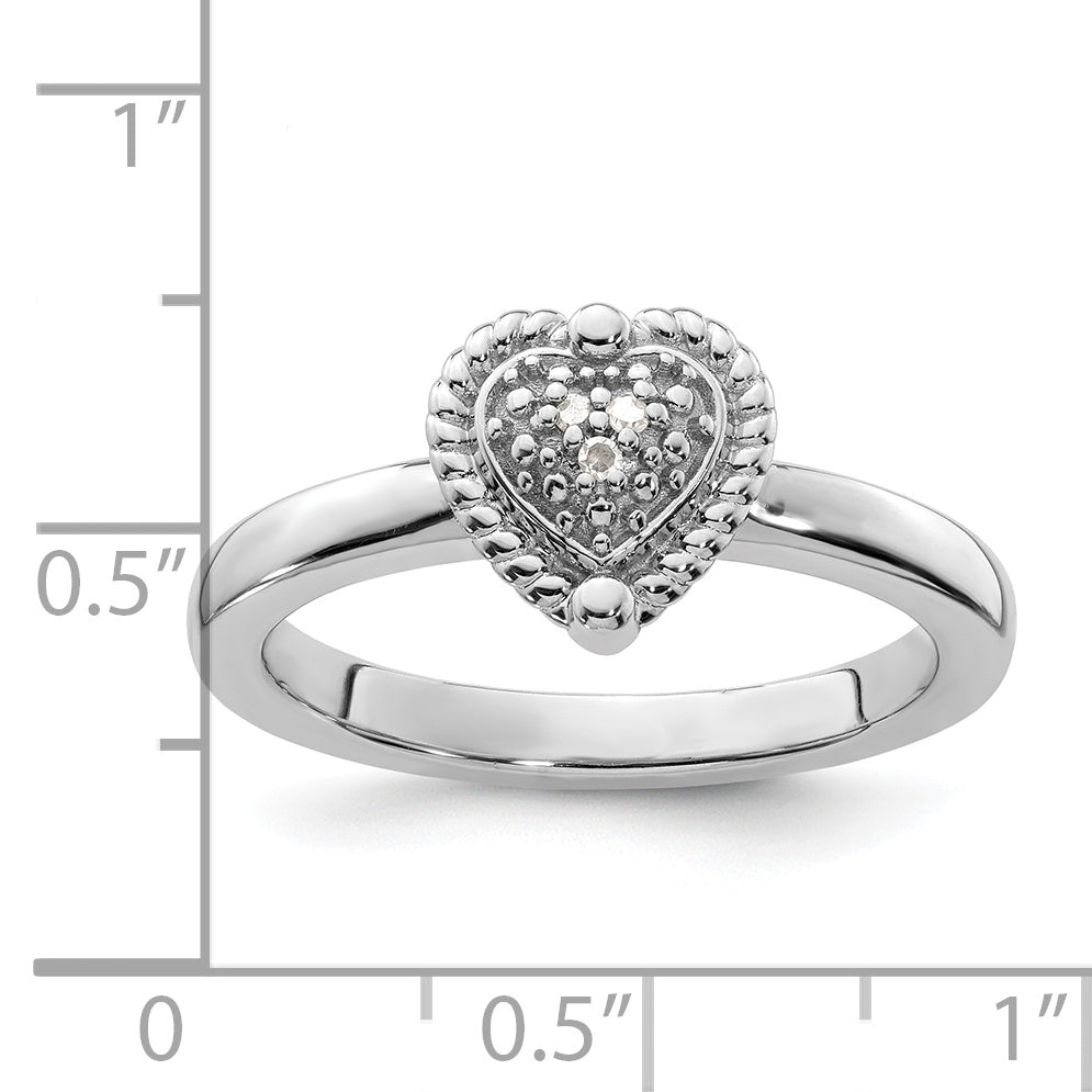 Sterlingsilber Stapelbar Expressions Herz Diamant Ring