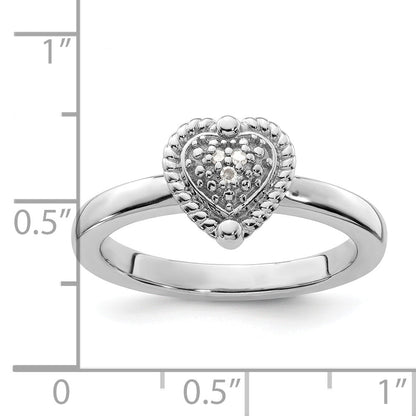 Sterlingsilber Stapelbar Expressions Herz Diamant Ring