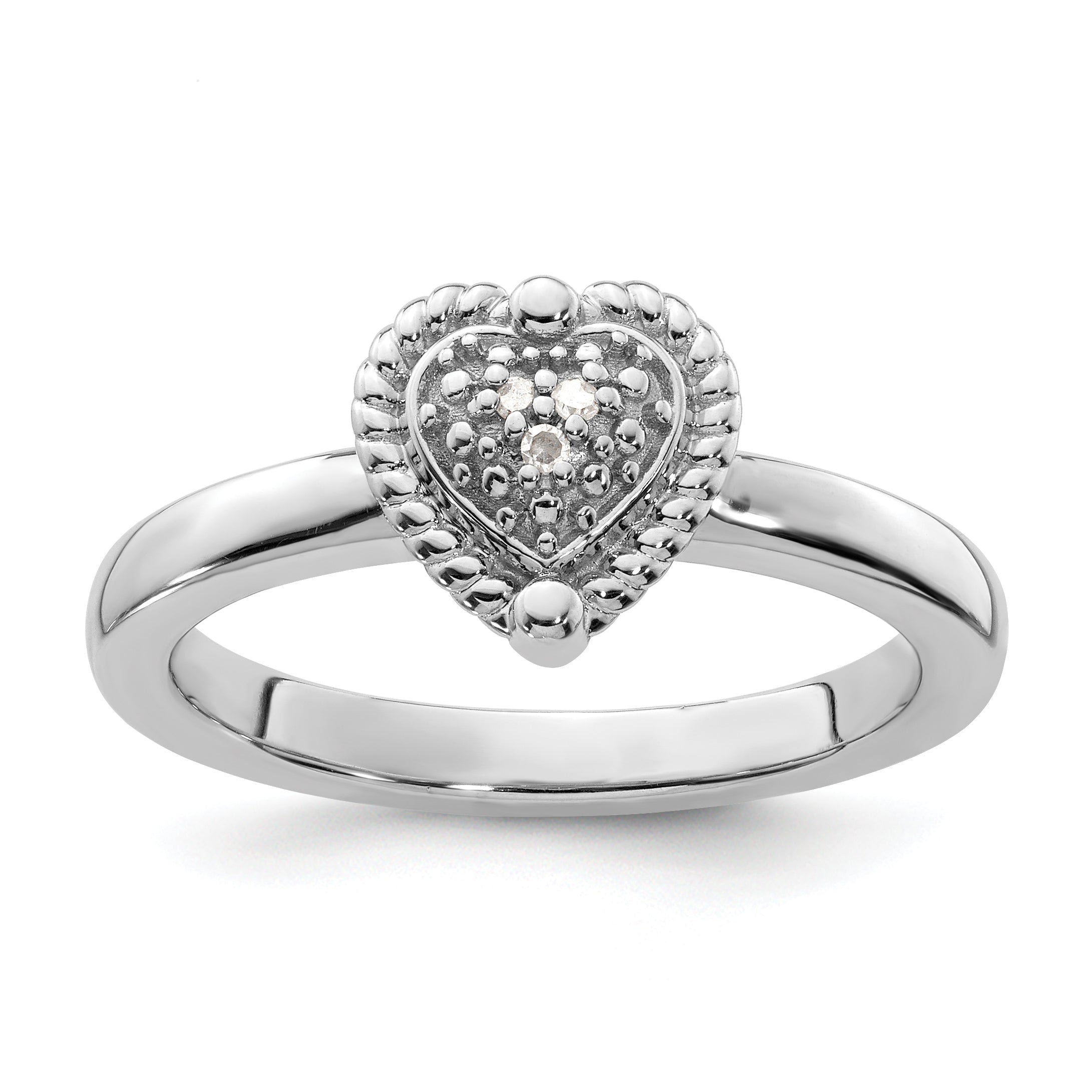 Sterlingsilber Stapelbar Expressions Herz Diamant Ring