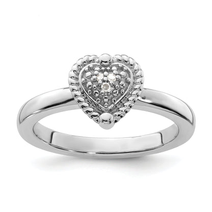Sterlingsilber Stapelbar Expressions Herz Diamant Ring