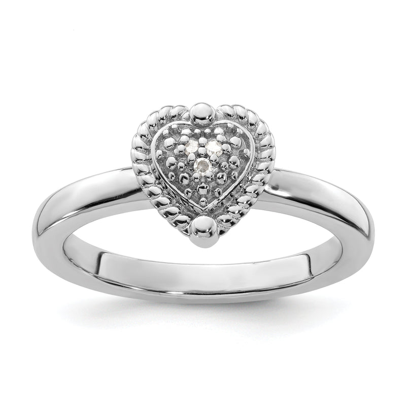 Sterlingsilber Stapelbar Expressions Herz Diamant Ring