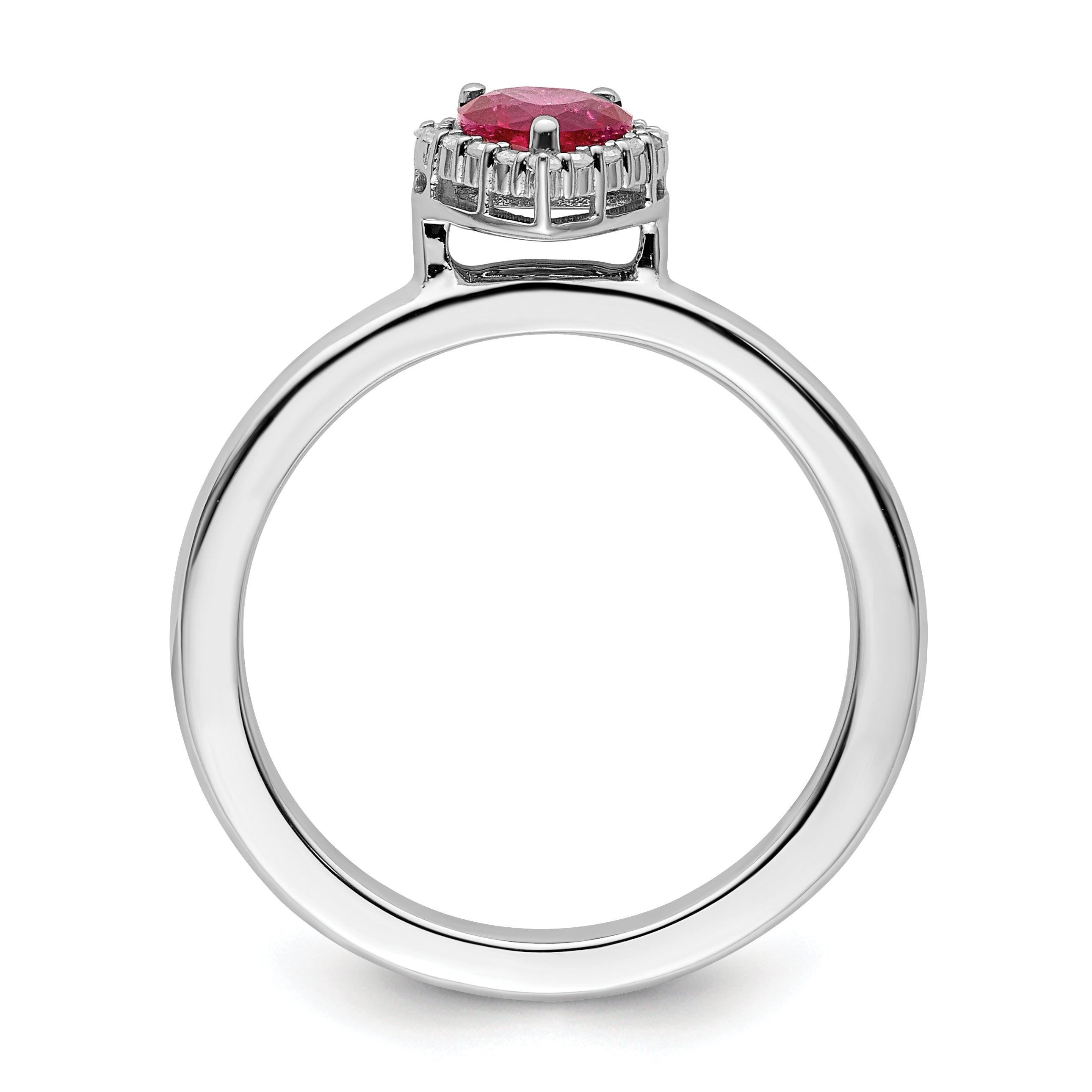 Sterlingsilber Stapelbar Expressions Cr. Rubin Herz Diamant Ring