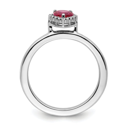 Sterlingsilber Stapelbar Expressions Cr. Rubin Herz Diamant Ring