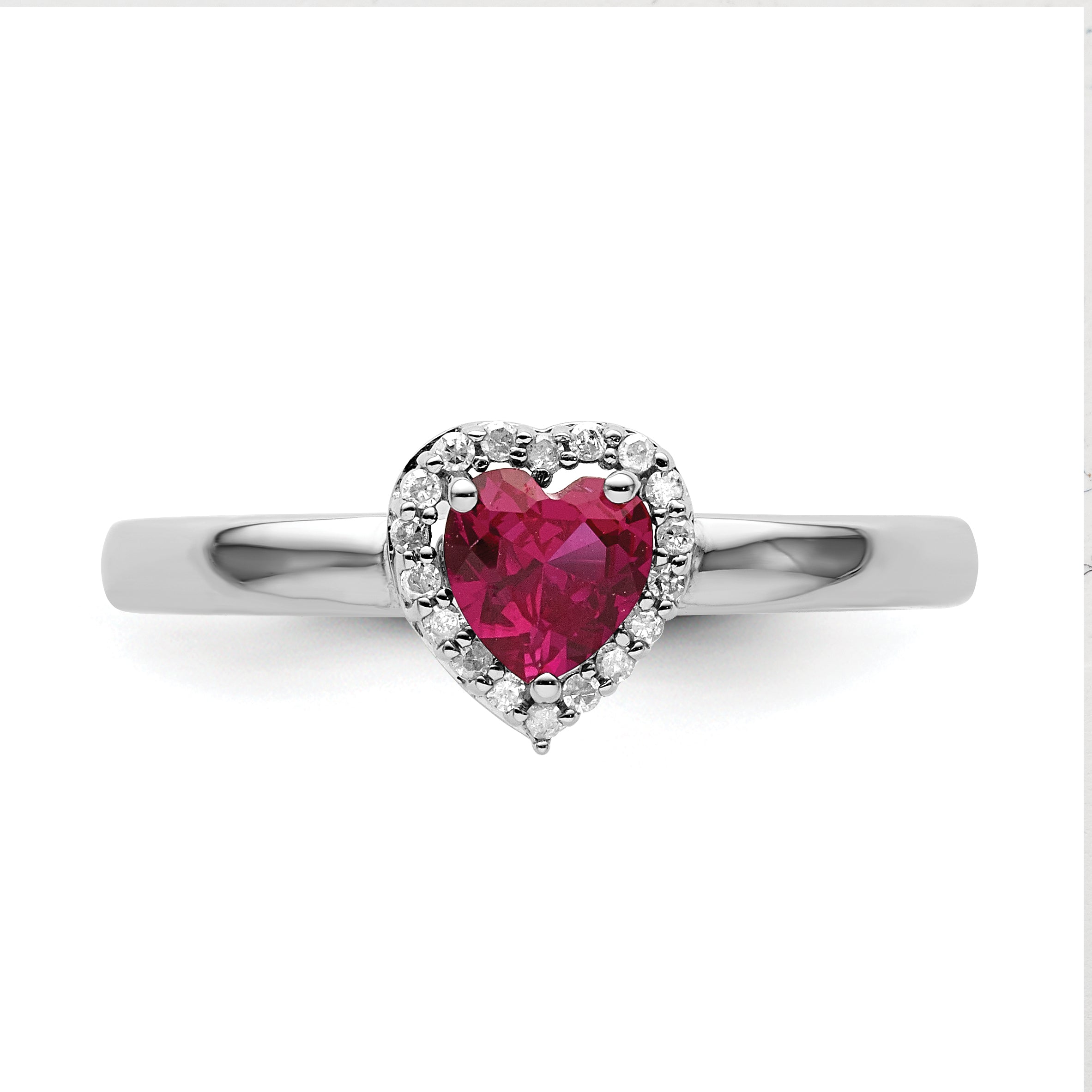 Sterlingsilber Stapelbar Expressions Cr. Rubin Herz Diamant Ring