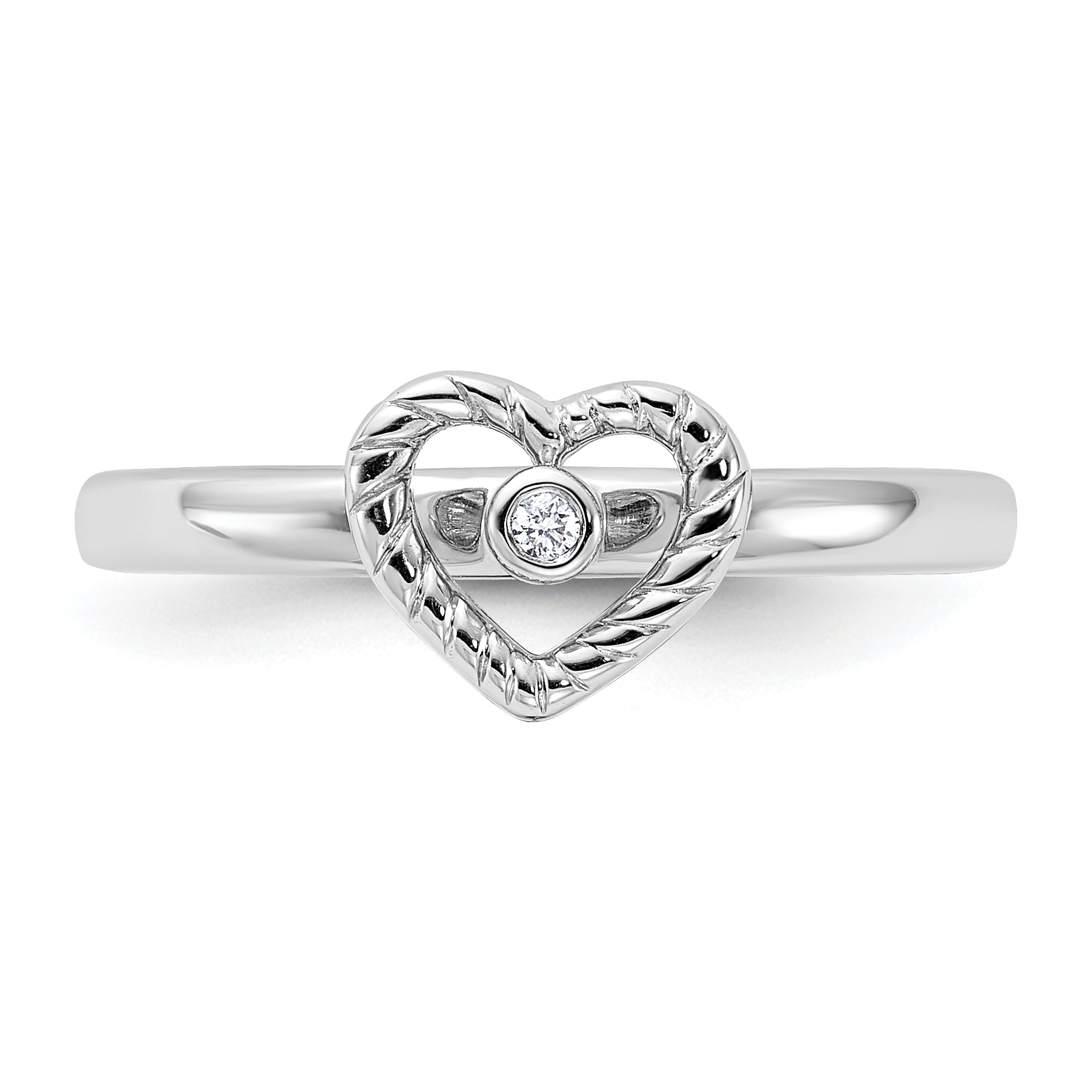Sterlingsilber Stapelbar Expressions Herz Diamant Ring