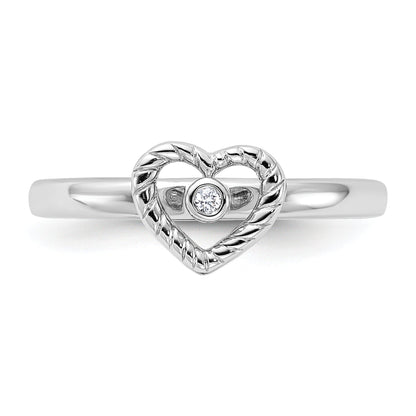 Sterlingsilber Stapelbar Expressions Herz Diamant Ring