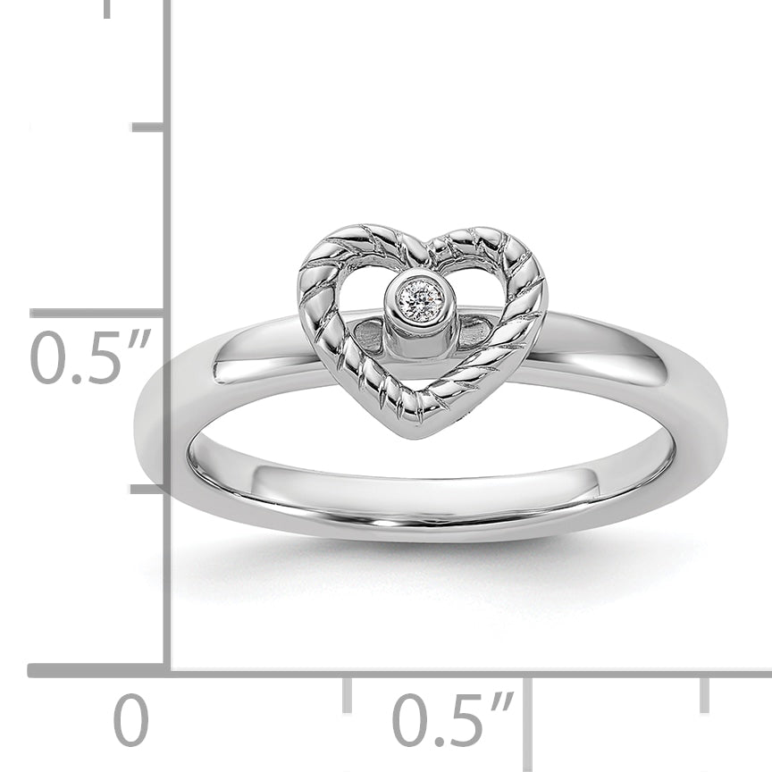 Sterlingsilber Stapelbar Expressions Herz Diamant Ring