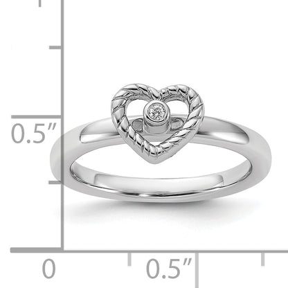 Sterlingsilber Stapelbar Expressions Herz Diamant Ring