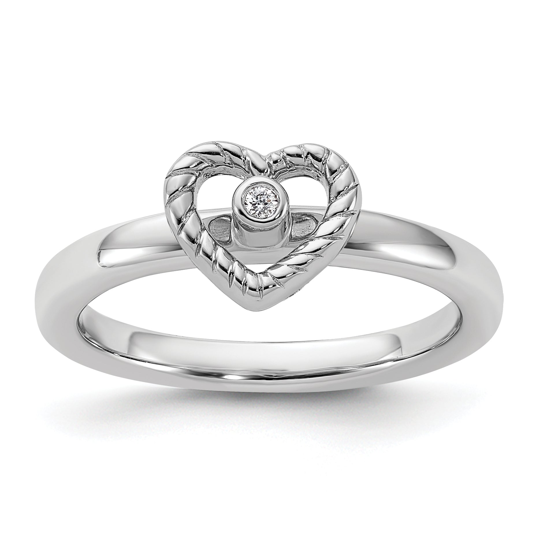 Sterlingsilber Stapelbar Expressions Herz Diamant Ring