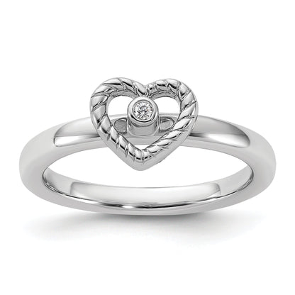 Sterlingsilber Stapelbar Expressions Herz Diamant Ring