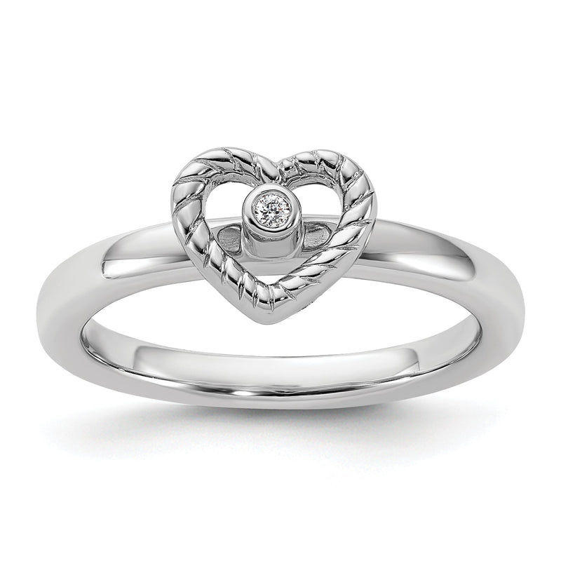 Sterlingsilber Stapelbar Expressions Herz Diamant Ring