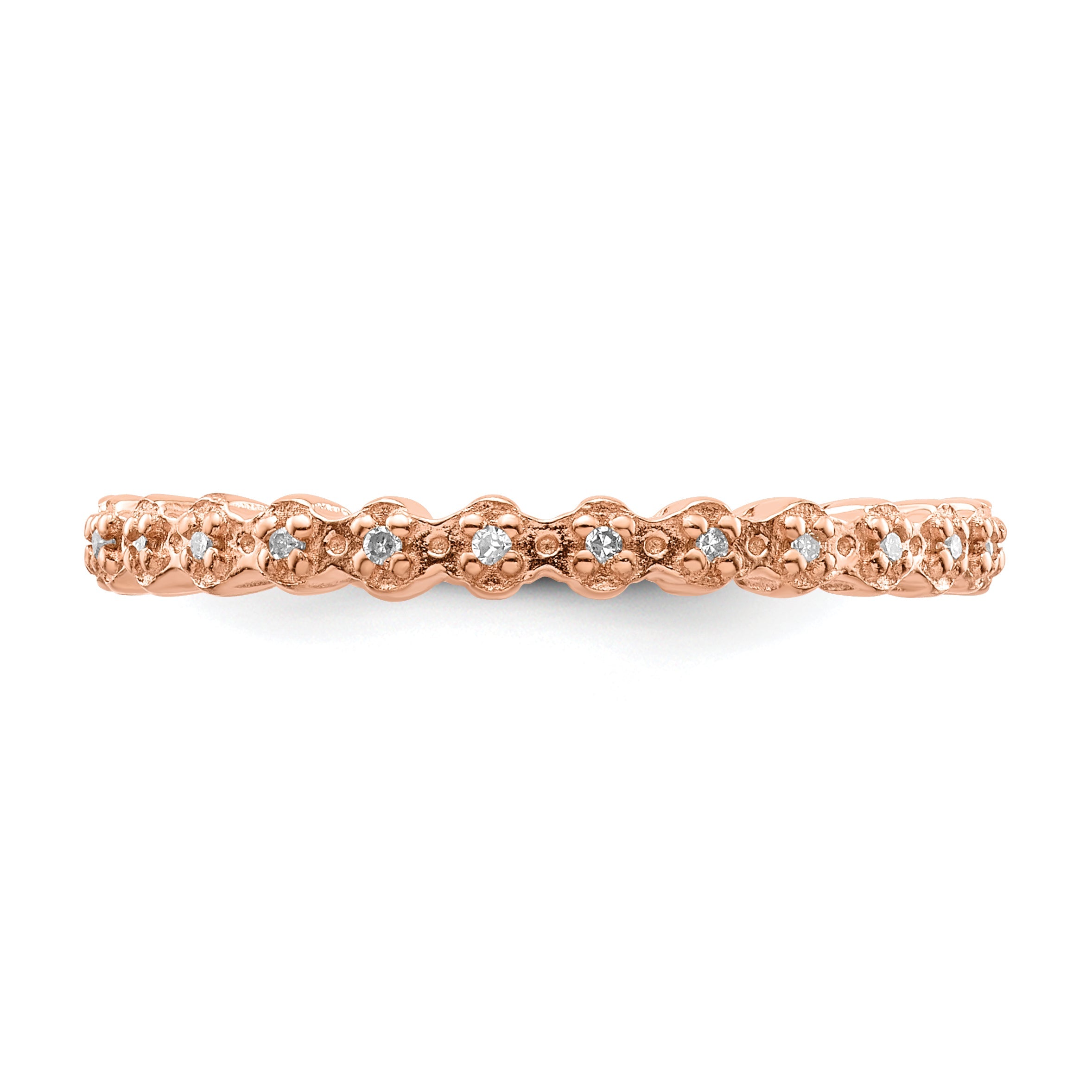 Sterlingsilber Stapelbar Expressions Diamant Rosa Beschichtet Ring