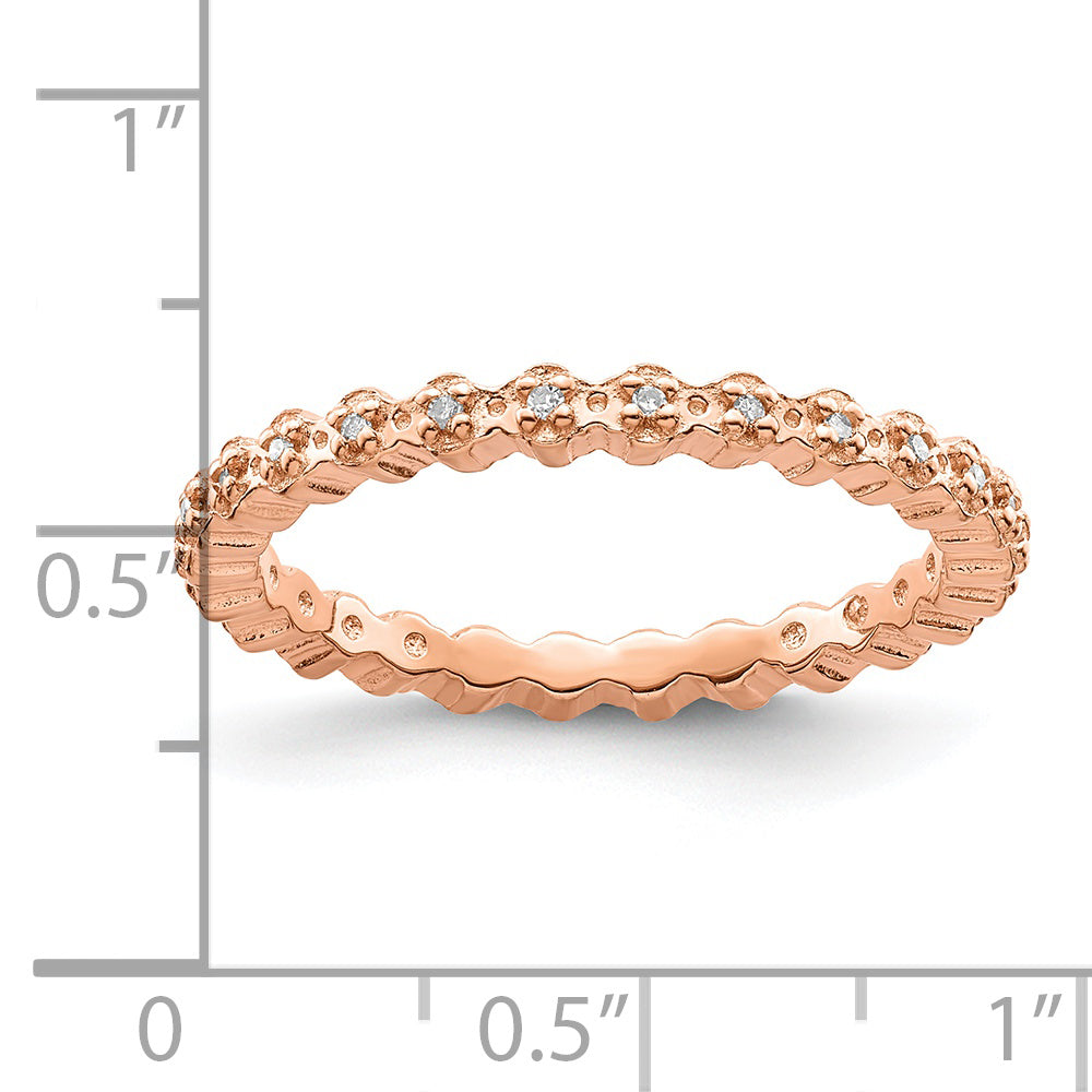 Sterlingsilber Stapelbar Expressions Diamant Rosa Beschichtet Ring