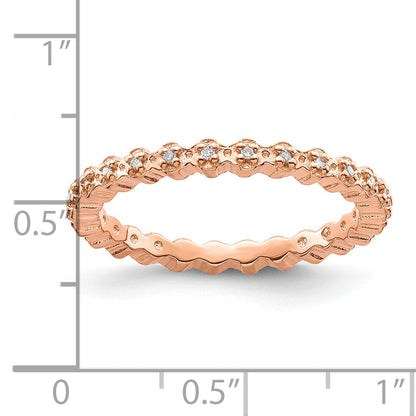 Sterlingsilber Stapelbar Expressions Diamant Rosa Beschichtet Ring