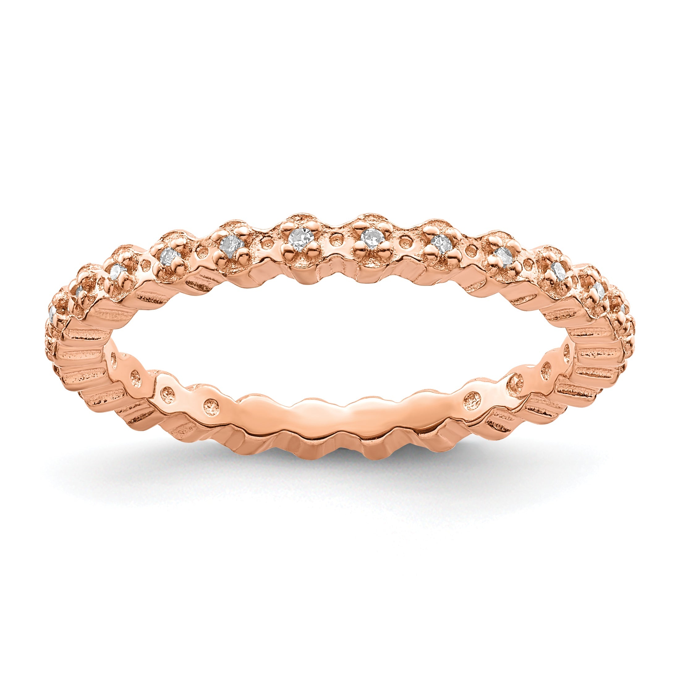 Sterlingsilber Stapelbar Expressions Diamant Rosa Beschichtet Ring