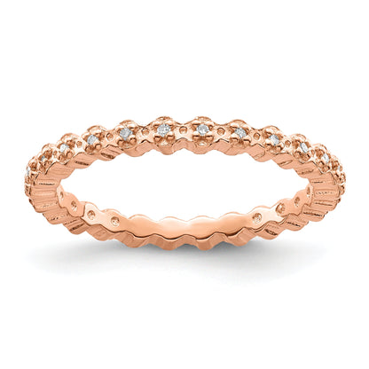 Sterlingsilber Stapelbar Expressions Diamant Rosa Beschichtet Ring