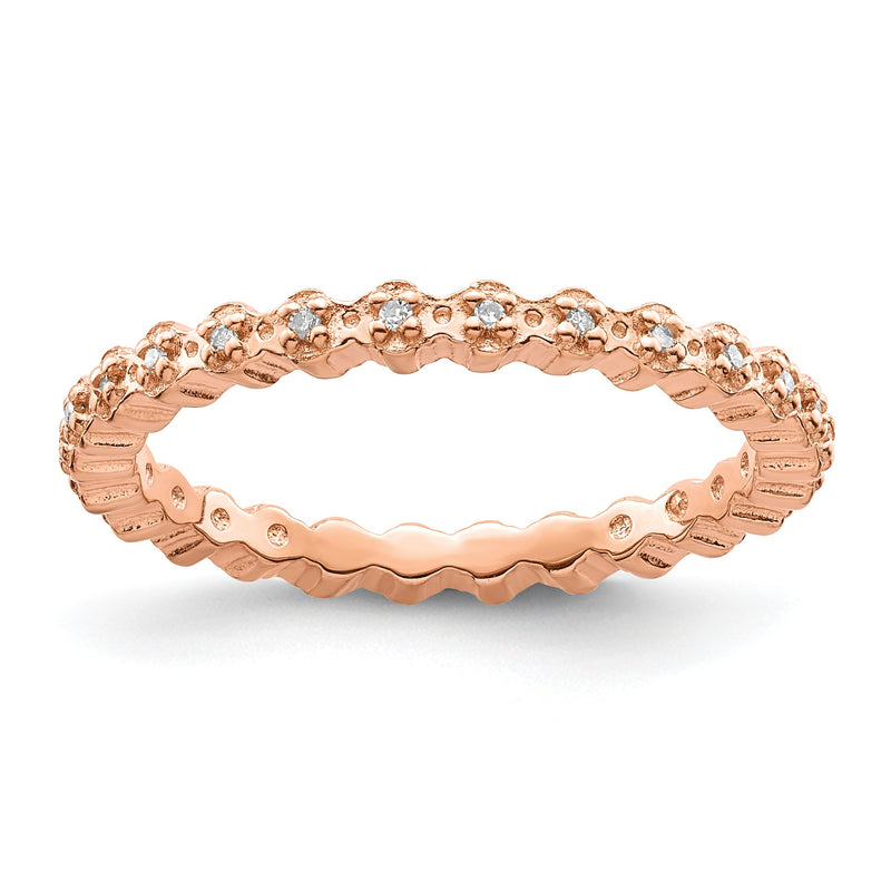 Sterlingsilber Stapelbar Expressions Diamant Rosa Beschichtet Ring
