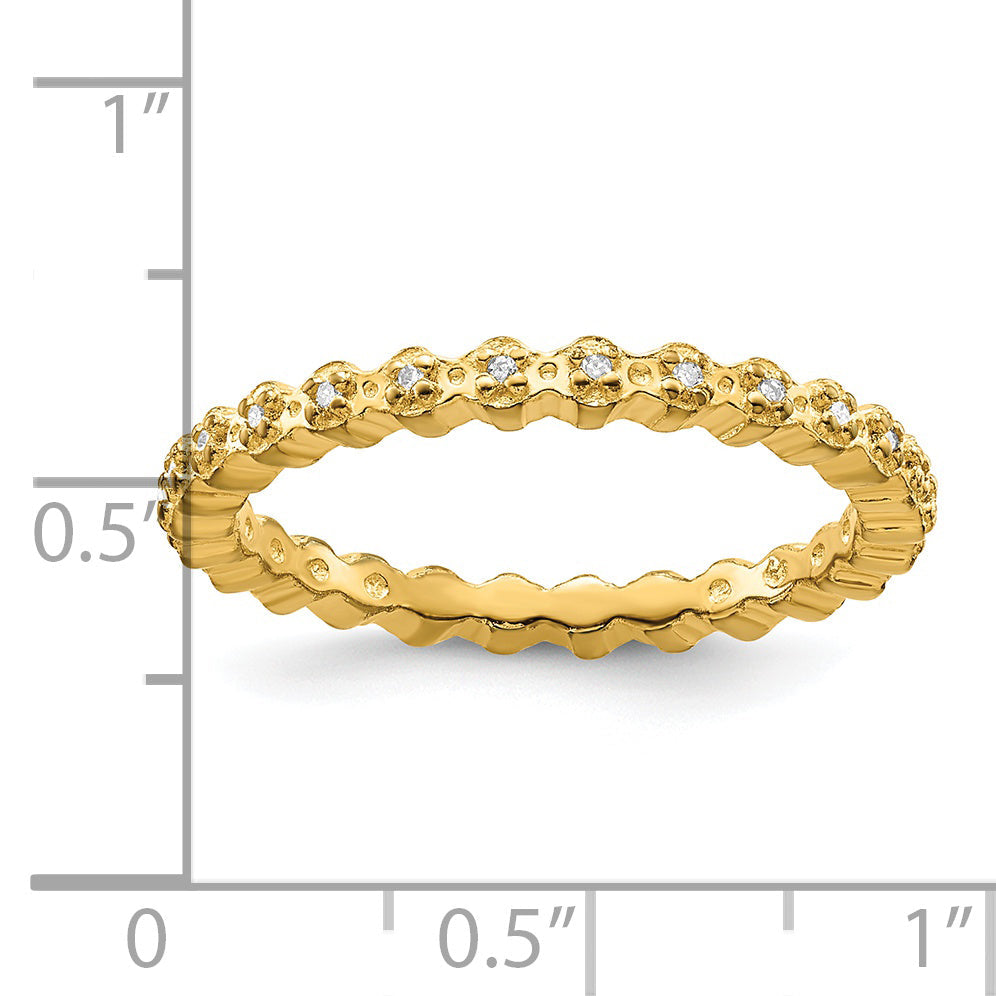 Sterlingsilber Stapelbar Expressions Diamant Vergoldet Ring