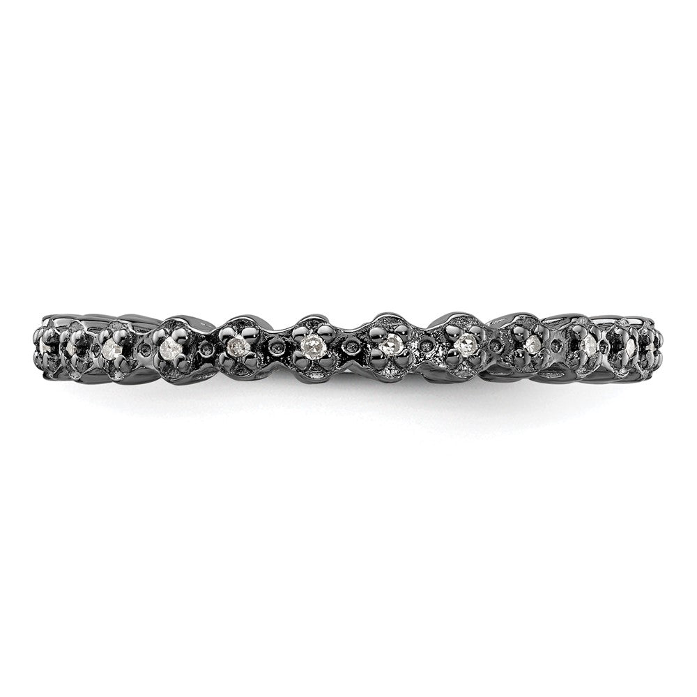 Sterlingsilber Stapelbar Expressions Diamant Schwarz Beschichtet Ring