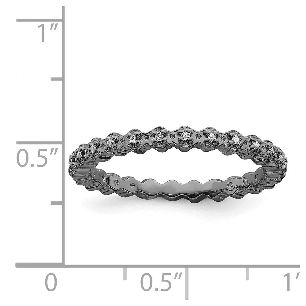 Sterlingsilber Stapelbar Expressions Diamant Schwarz Beschichtet Ring