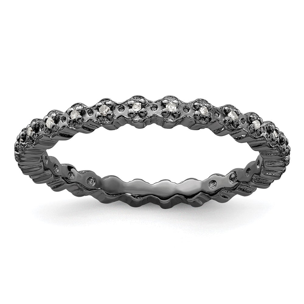 Sterlingsilber Stapelbar Expressions Diamant Schwarz Beschichtet Ring