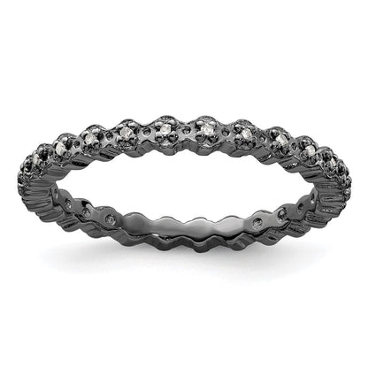 Sterlingsilber Stapelbar Expressions Diamant Schwarz Beschichtet Ring