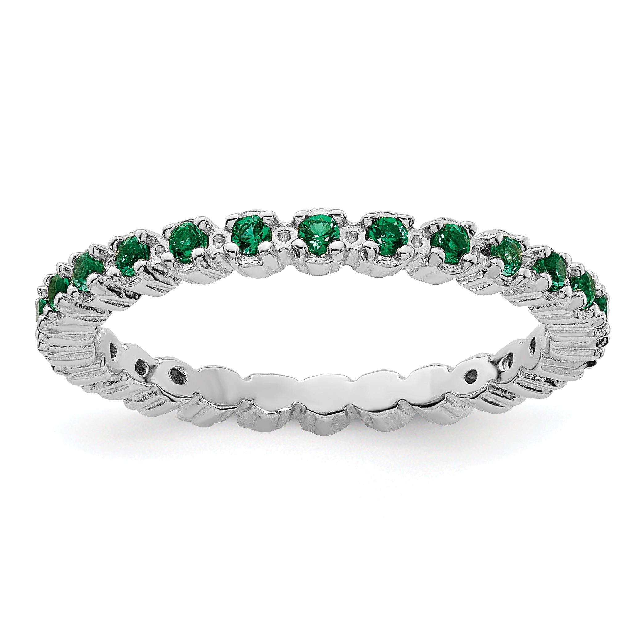 Sterlingsilber Stapelbar Expressions Erzeugt Smaragd Ring