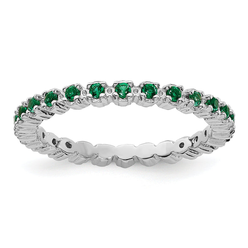 Sterlingsilber Stapelbar Expressions Erzeugt Smaragd Ring