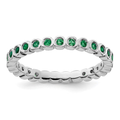 Sterlingsilber Stapelbar Expressions Erzeugt Smaragd Ring