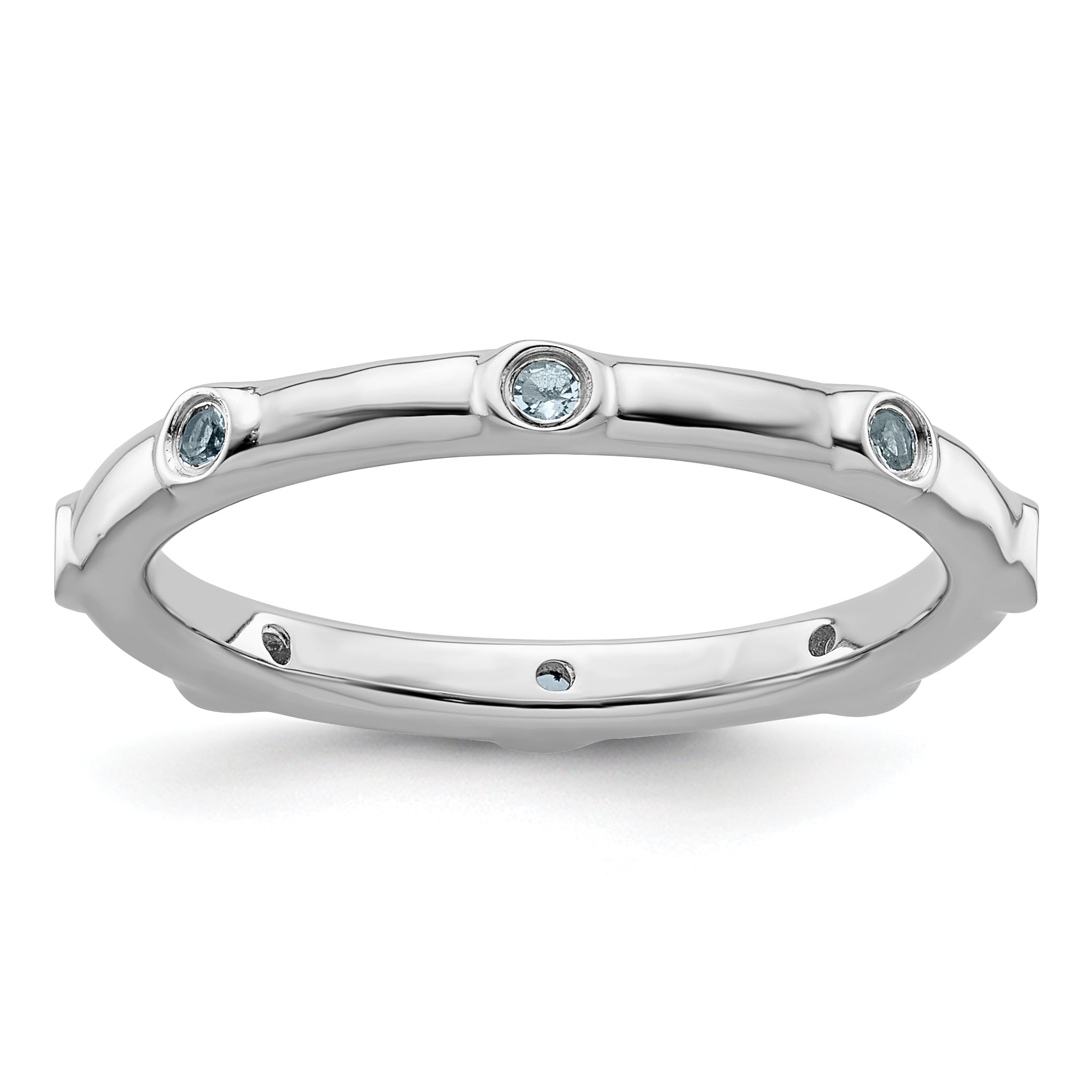 Sterlingsilber Stapelbar Expressions Aquamarin Ring