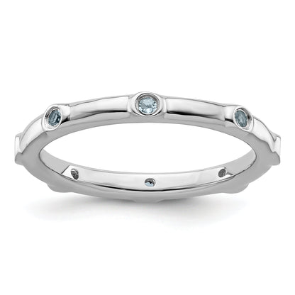 Sterlingsilber Stapelbar Expressions Aquamarin Ring