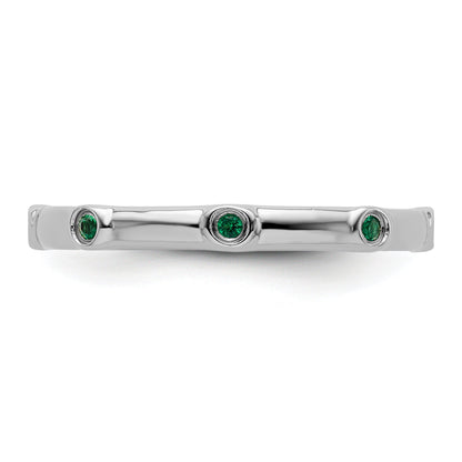 Sterlingsilber Stapelbar Expressions Erzeugt Smaragd Ring