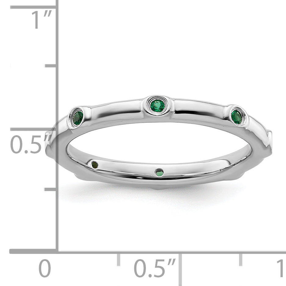 Sterlingsilber Stapelbar Expressions Erzeugt Smaragd Ring