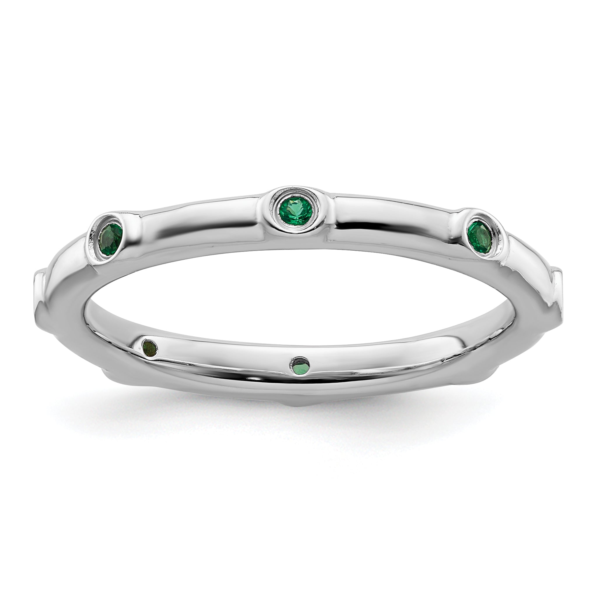 Sterlingsilber Stapelbar Expressions Erzeugt Smaragd Ring