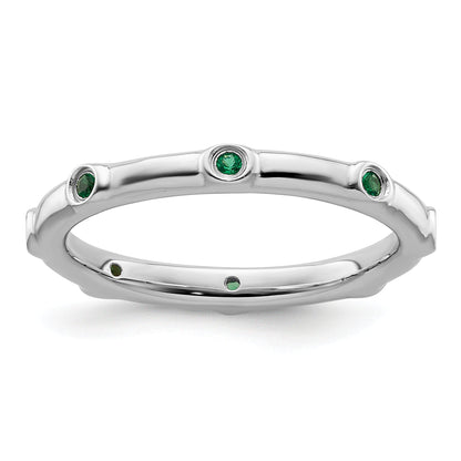 Sterlingsilber Stapelbar Expressions Erzeugt Smaragd Ring