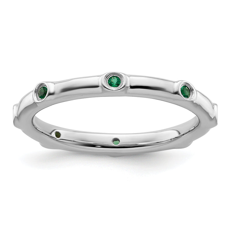 Sterlingsilber Stapelbar Expressions Erzeugt Smaragd Ring