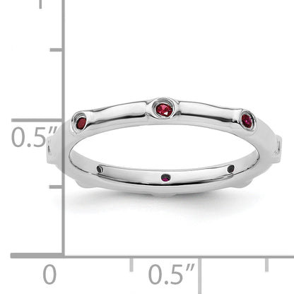Sterlingsilber Stapelbar Expressions Erzeugt Rubin Ring