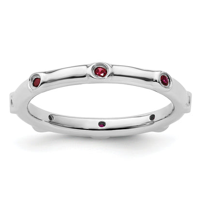 Sterlingsilber Stapelbar Expressions Erzeugt Rubin Ring