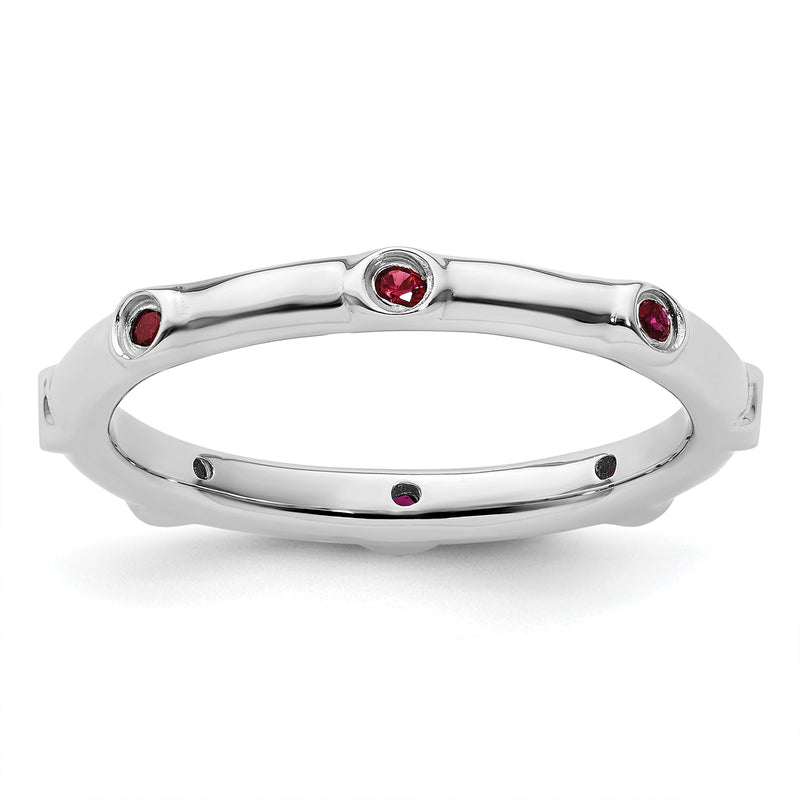 Sterlingsilber Stapelbar Expressions Erzeugt Rubin Ring